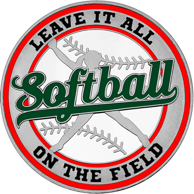 Dark Green "Softball" with Red Outer Circular Borders